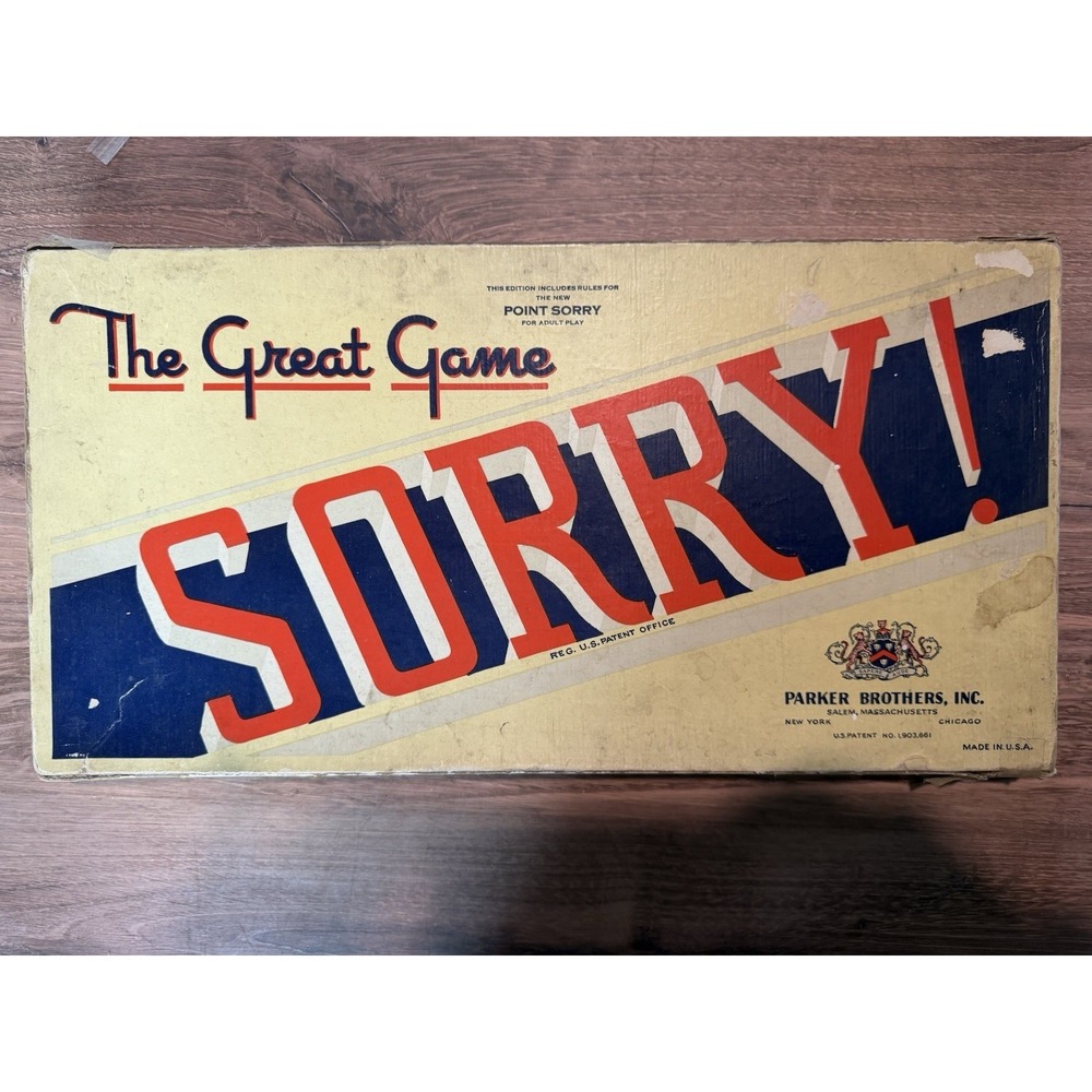 Vintage 1950 SORRY! Game  Wood Pieces Cards Parker Brothers